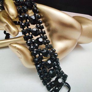 Vintage All Black Japanned Rhinestone Bracelet
